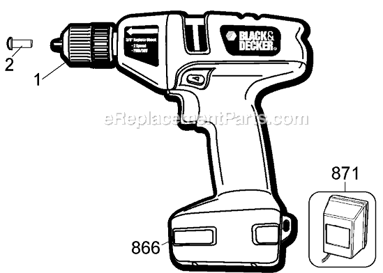 Black and Decker FS9099 Type 1 7.2 Volt Integral Drill Page A Diagram