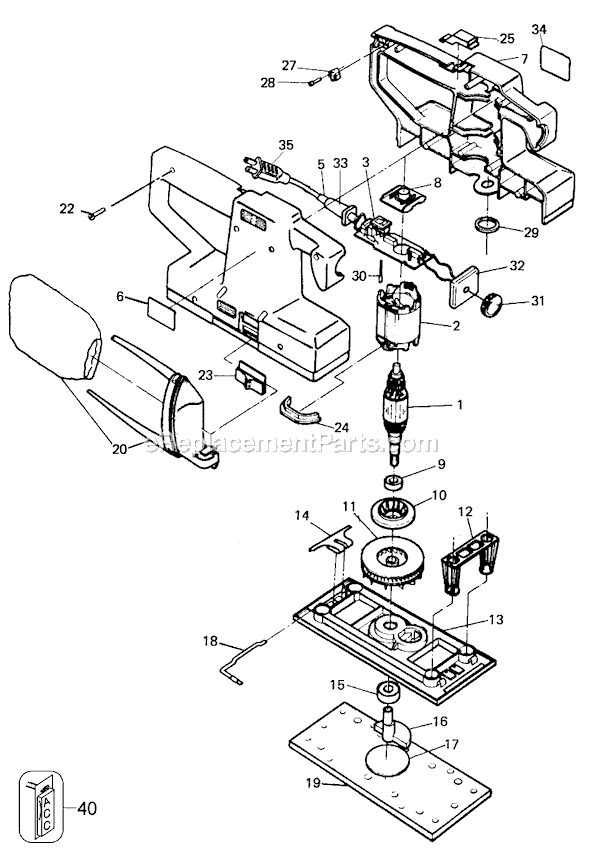 Black and Decker G-7458 Type 1 Sander Page A Diagram