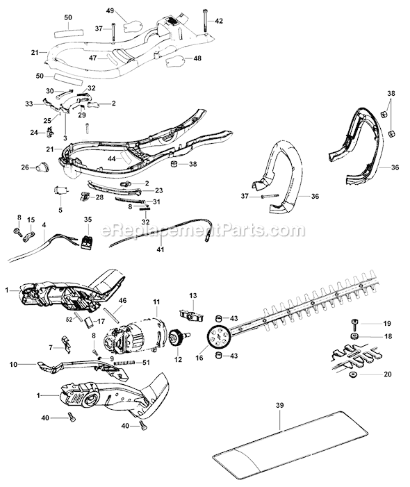 Black and Decker HH2210 Type 1 22 Hedge Trimmer Page A Diagram