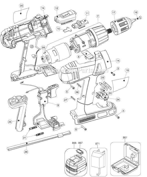 Black and Decker HPG1800 Type 1 18 Volt Drill Page A Diagram