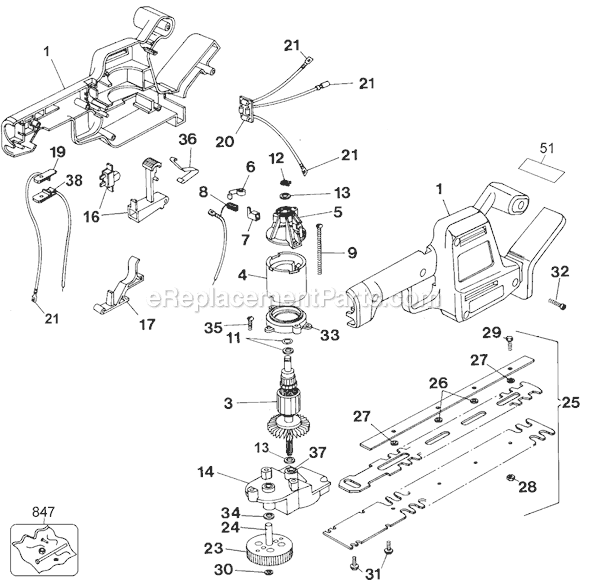 Black and Decker HT200-04 Type 3 13 Hedge Trimmer Page A Diagram