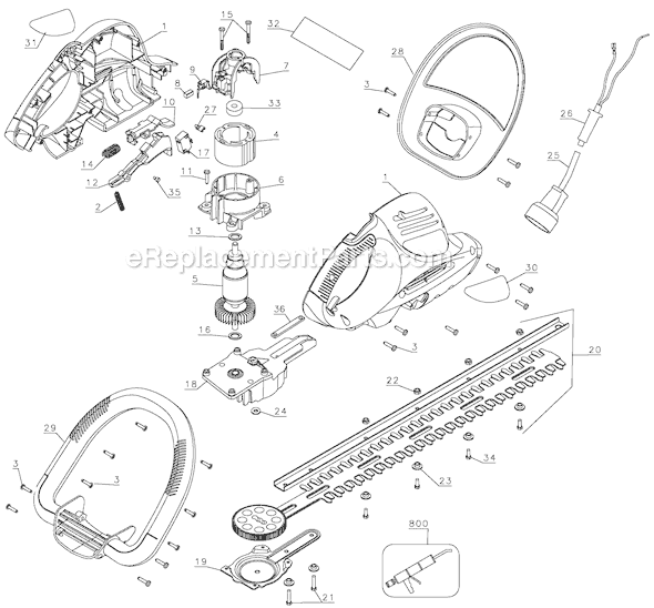 Black and Decker HT22D Type 1 22 Hedge Trimmer Page A Diagram
