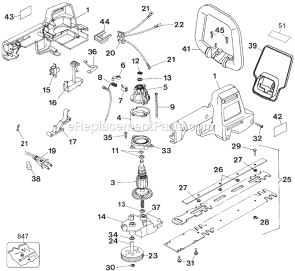 Black and Decker HT300-04 Type 1 16 Hedge Trimmer Page A Diagram
