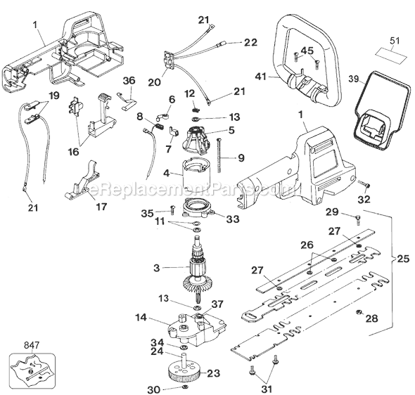 Black and Decker HT300 Type 1 18 Hedge Trimmer Page A Diagram