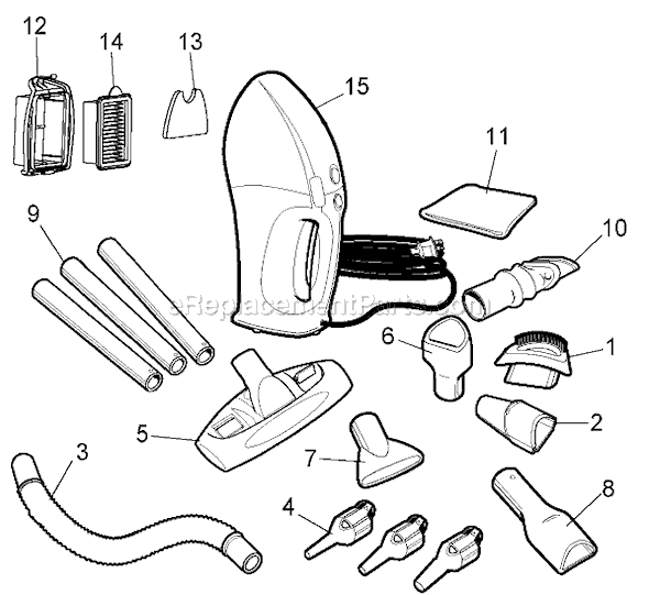 Black and Decker HV7010 Type 1 Corded Hand Vacuum Page A Diagram