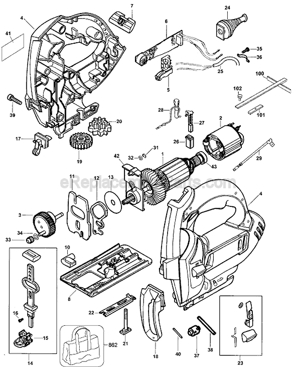 Black and Decker JS600B Type 1 Jigsaw Page A Diagram