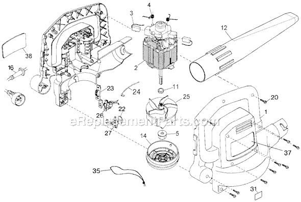 Black and Decker KG190 Type 1 190 Mph Blower Page A Diagram