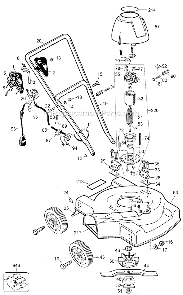 Black and Decker LM100 Type 2 Steel Deck Mower Page A Diagram