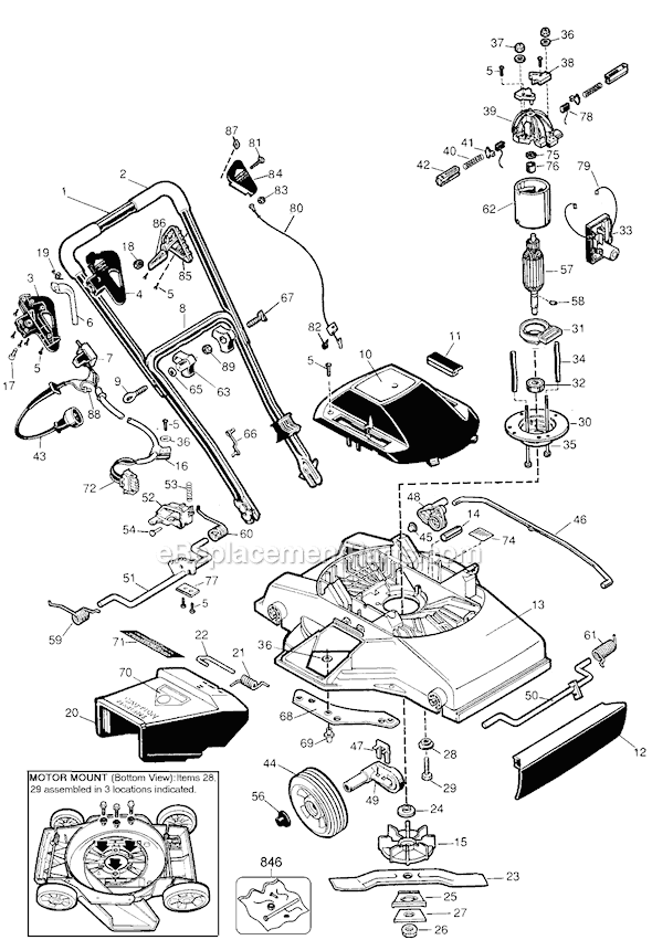Black and Decker LM400 Type 1 18 Electric Mower Page A Diagram