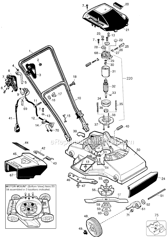 Black and Decker M100 Type 2 18 Inch Mower Page A Diagram