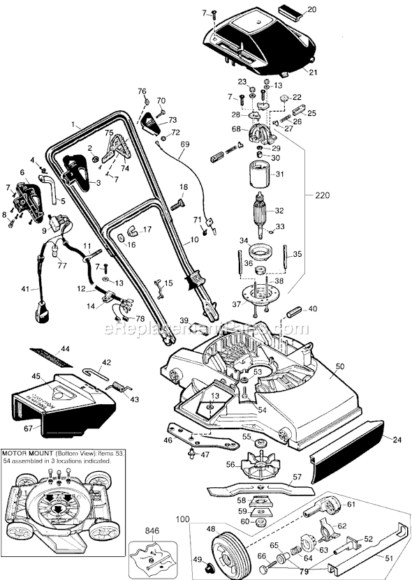 Black and Decker M200 Type 4 Flip Over Handle Mower Page A Diagram