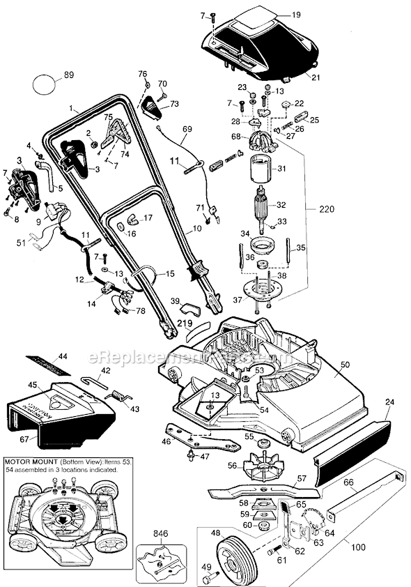 Black and Decker M200 Type 7 Flip Over Handle Mower Page A Diagram