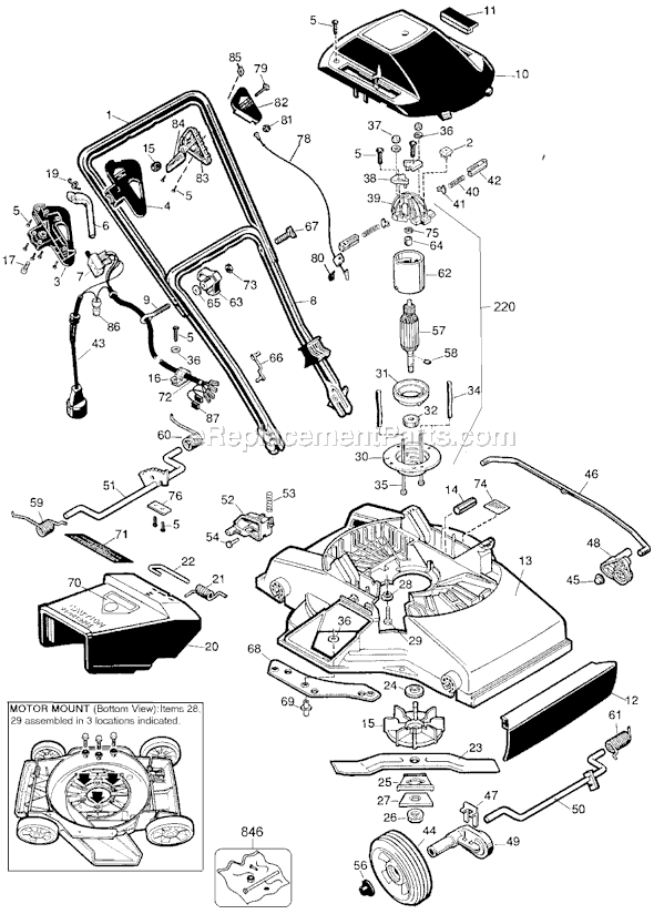 Black and Decker M300 Type 1 18 Deluxe Mower Page A Diagram