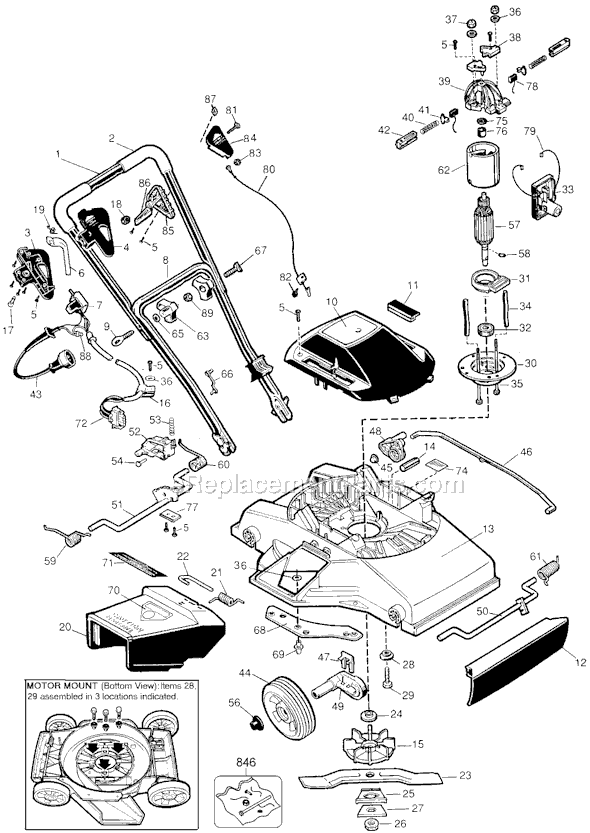 Black and Decker M400 Type 1 Electronic Mower Page A Diagram