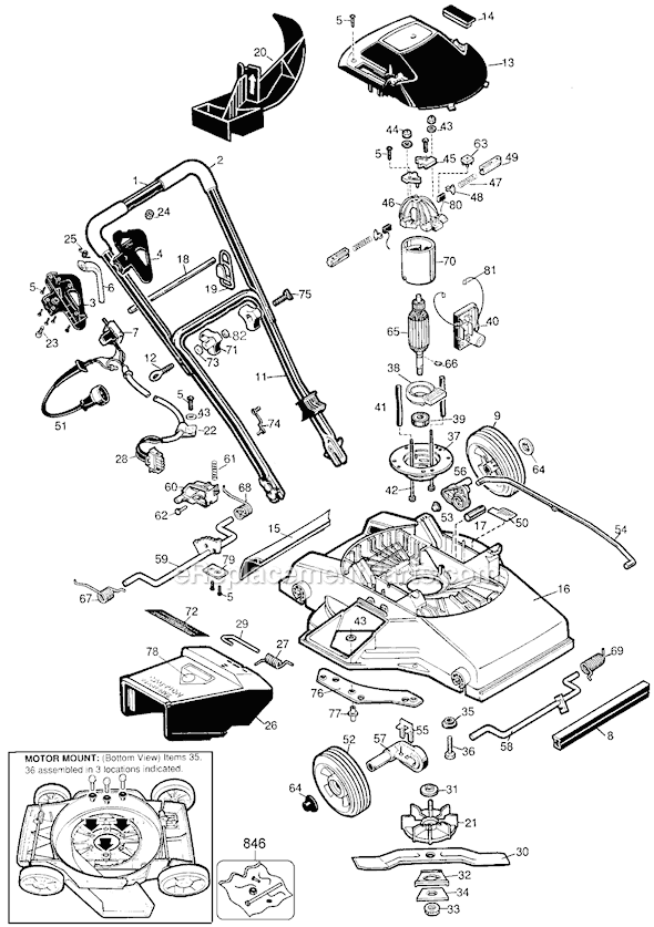 Black & Decker CM1936 Type 2 Parts Diagram for Mower