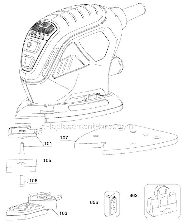 Black and Decker MS600B Type 1 Mouse Sander / Polisher Page A Diagram