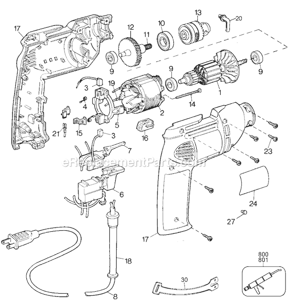 Black and Decker MTE29 Type 102 3/8 Variable Speed Reversible Drill Page A Diagram