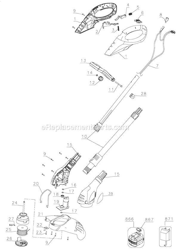 Black and Decker NST2018L Type 2 18 Volt String Trimmer Page A Diagram