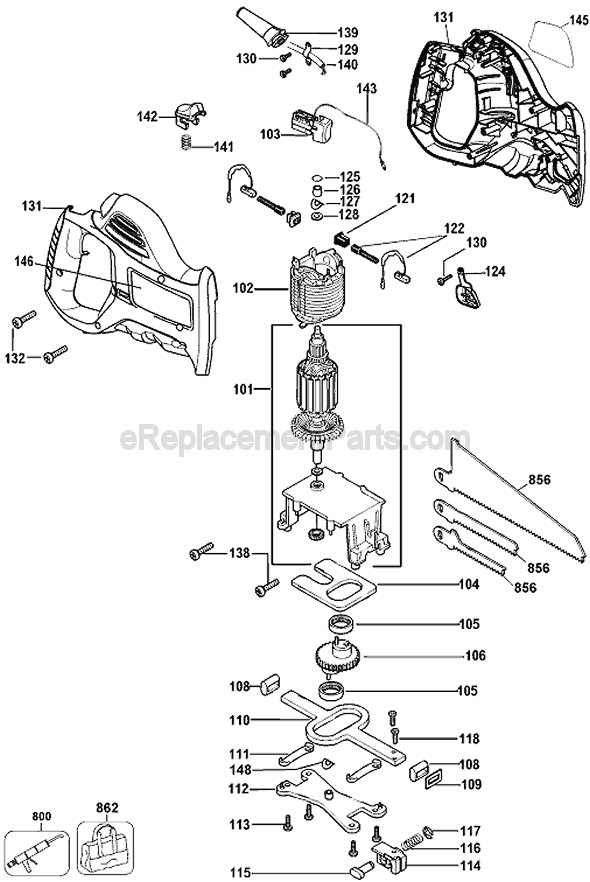 Black and Decker PHS550B Type 1 Reciprocating Saw Page A Diagram
