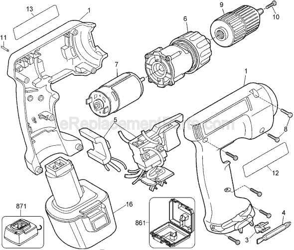 Black and Decker PS330 Type 2 Cordless Drill Page A Diagram