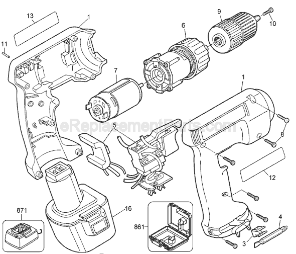 Black and Decker PS350 Type 2 Cordless Drill Page A Diagram