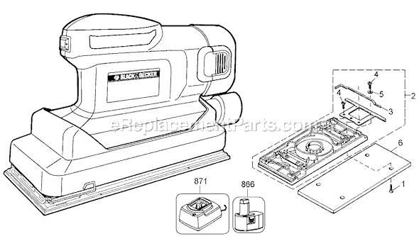 Black and Decker PS510T Type 1 Cordless Sander Page A Diagram