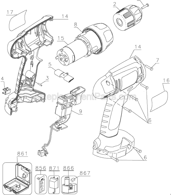 Black and Decker PS7240 Type 1 Drill Page A Diagram