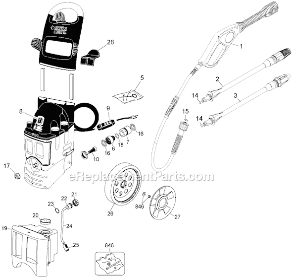 Black and Decker PW1600 1600 PSI Pressure Washer Page A Diagram