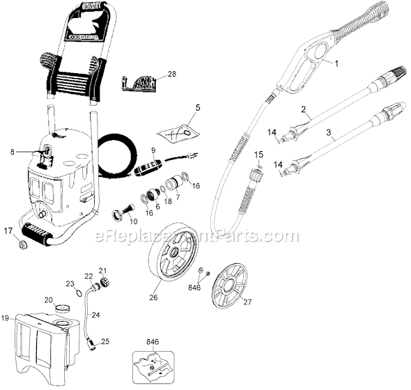 Black and Decker PW1750 Type 1 Pressure Washer Page A Diagram
