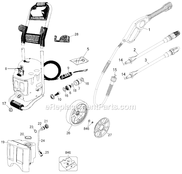 Black and Decker PW1750 1700 PSI Pressure Washer Page A Diagram