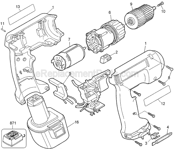 Black and Decker Q120 Type 1 Cordless Drill Page A Diagram