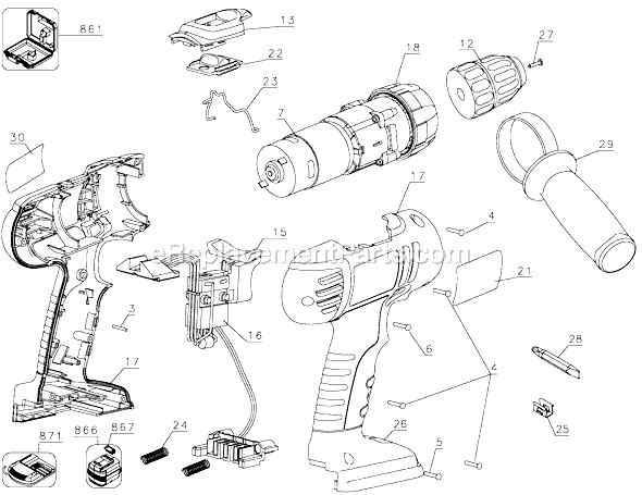 Black and Decker QP1800 Type 1 18 Volt Drill Page A Diagram