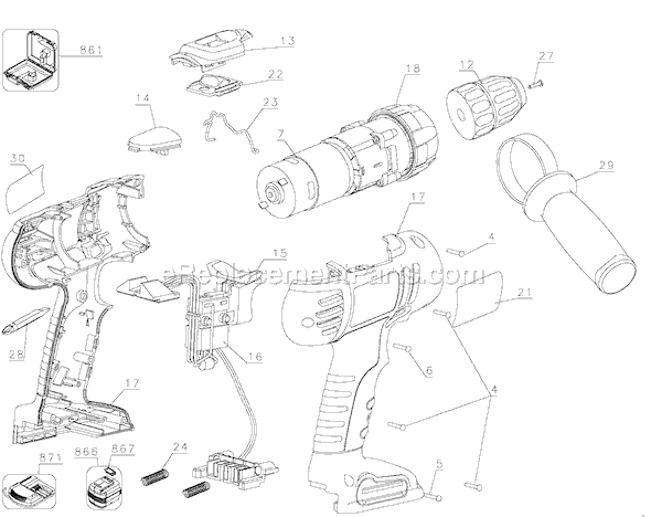 Black and Decker QP180 Type 1 18 Volt Hammer Drill Page A Diagram
