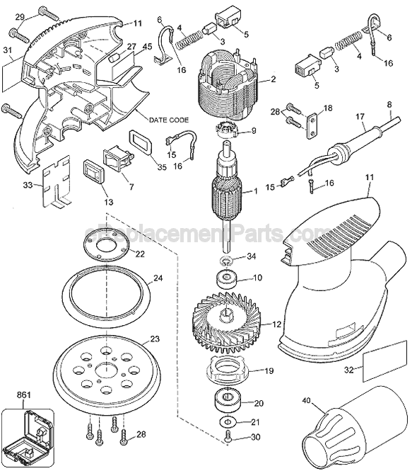 Black and Decker RO100 Type 4 Sander Page A Diagram