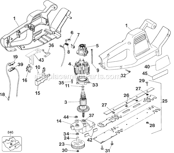 Black and Decker TR100 Type 1 16 Hedge Trimmer Page A Diagram