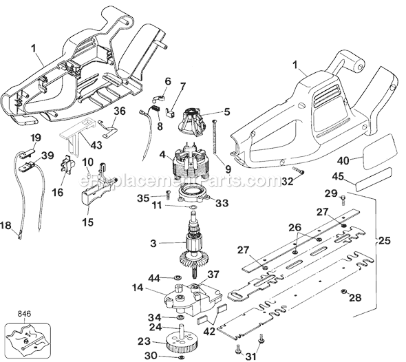 Black and Decker TR165 Type 3 16 Hedge Trimmer Page A Diagram