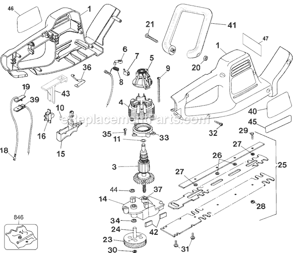 Black and Decker TR255 Type 3 16 Hedge Trimmer Page A Diagram