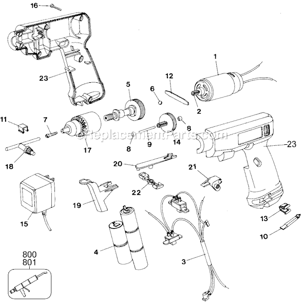 Black and Decker TS220 Type 1 5 Cell Cordless Drill Page A Diagram