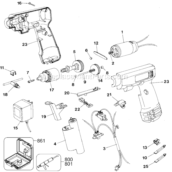 Black and Decker TS230 Type 2 5 Cell Cordless Drill Page A Diagram