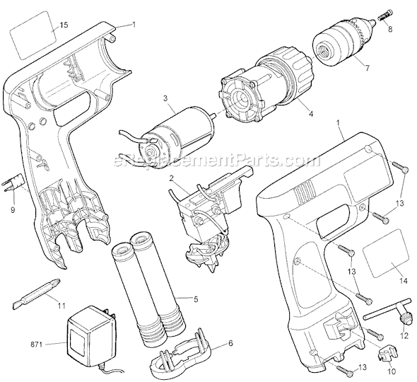 Black and Decker TS250 Type 1 2 Speed 7.2 Volt Drill Page A Diagram
