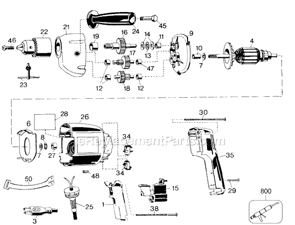 Black and Decker TS320 Type 1 1/2 Drill Variable Speed Reversible Page A Diagram