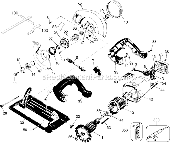 Black and Decker TS550 Type 2 3 Horse Power Circular Saw Page A Diagram