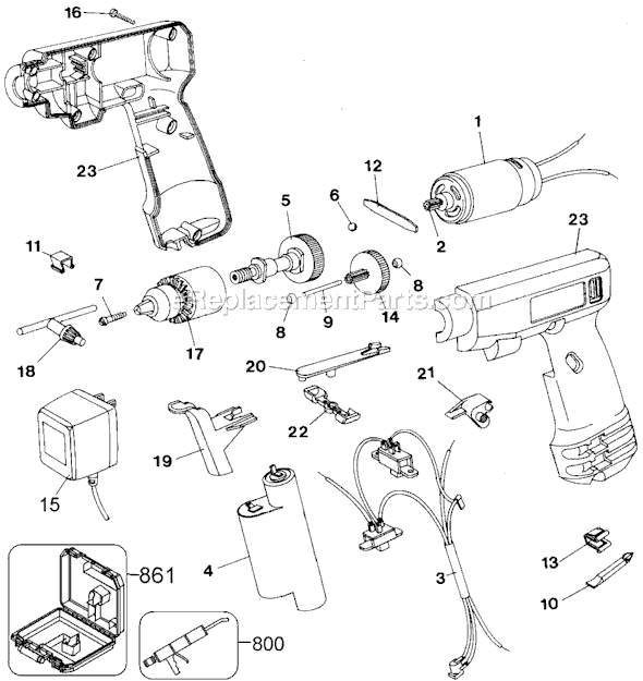 Black and Decker TV200 Type 1 T.V. 2 Speed Cordless Drill Page A Diagram