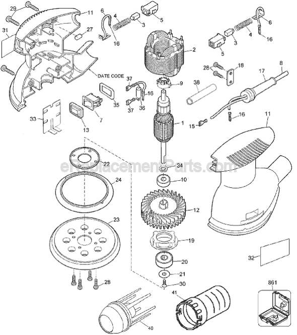 Black and Decker TV750 Type 1 Sander Page A Diagram