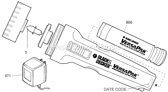 Black and Decker VP210T Type 1 Versapak Flashlight Page A Diagram