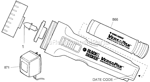 Black and Decker VP210 Type 1 Versapak Flashlight Page A Diagram