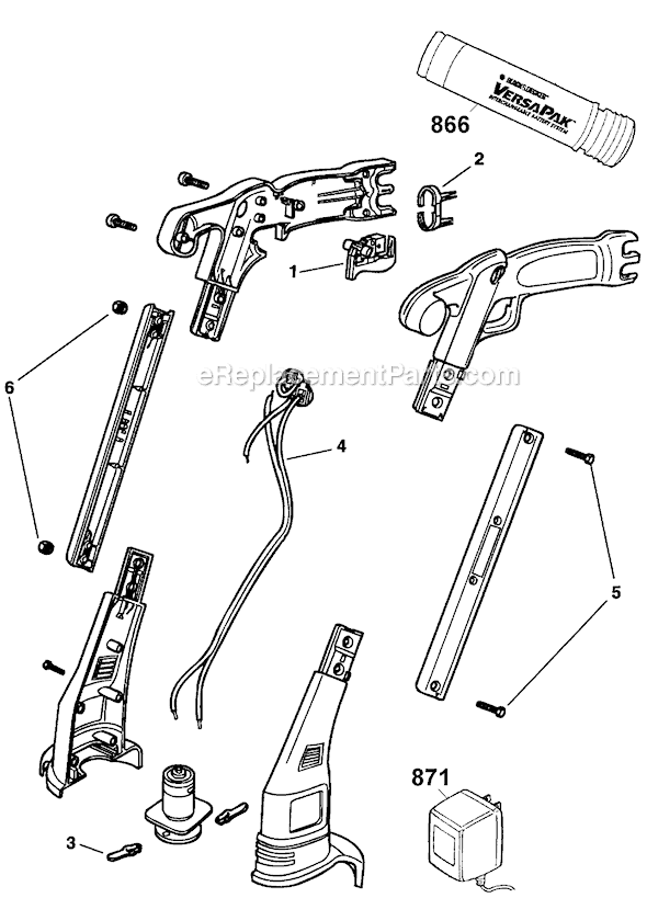 Black and Decker VP420T Type 1 Versapak Blade Trimmer Page A Diagram