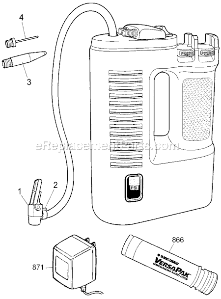 Black and Decker VP700 Type 1 7.2V Cordless Inflator Page A Diagram