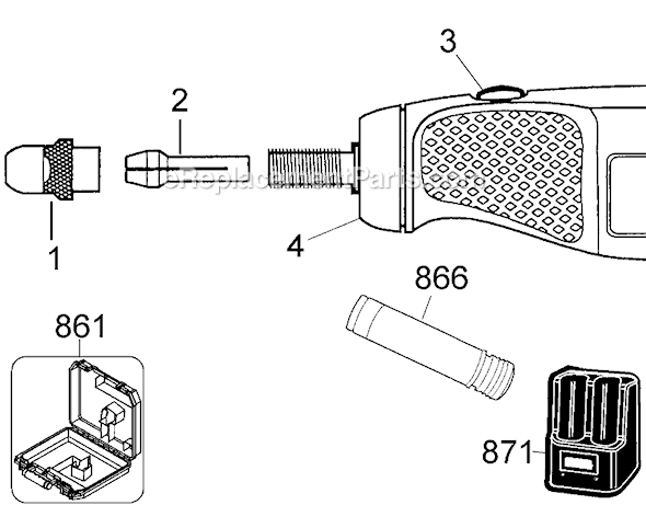 Black and Decker VP940T Type 1 Versapak Rotary Tool Page A Diagram
