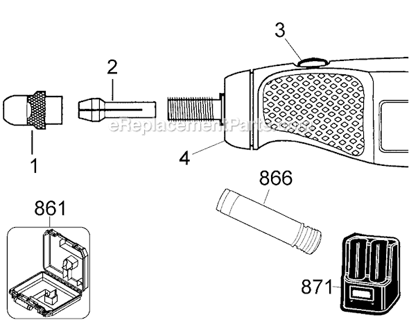 Black and Decker VP940 Type 1 Versapak Rotary Tool Page A Diagram
